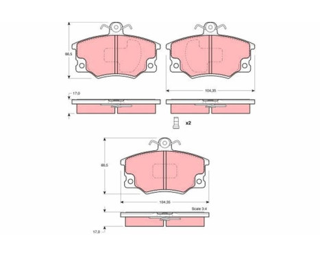 Kit de plaquettes de frein, frein à disque GDB1223 TRW, Image 2