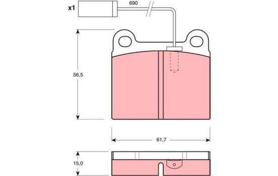 Kit de plaquettes de frein, frein à disque GDB1252 TRW, Image 2