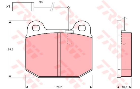 Kit de plaquettes de frein, frein à disque GDB1253 TRW