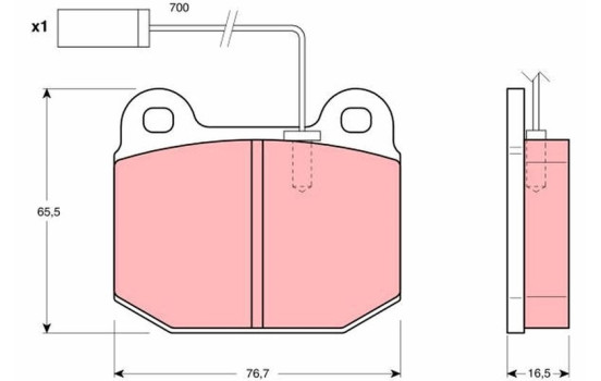 Kit de plaquettes de frein, frein à disque GDB1253 TRW, Image 2
