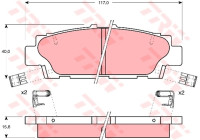 Kit de plaquettes de frein, frein à disque GDB1257 TRW