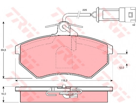 Kit de plaquettes de frein, frein à disque GDB1281 TRW