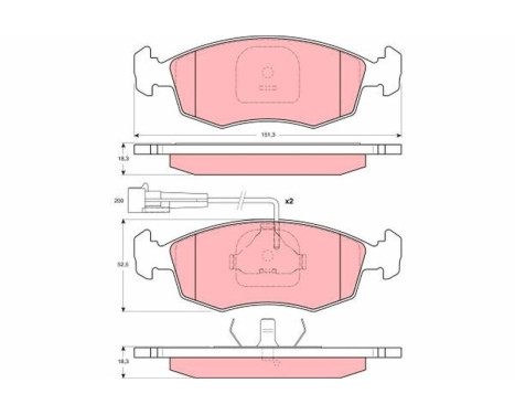 Kit de plaquettes de frein, frein à disque GDB1341 TRW, Image 2