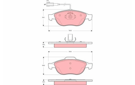 Kit de plaquettes de frein, frein à disque GDB1444 TRW, Image 2