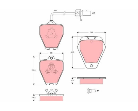 Kit de plaquettes de frein, frein à disque GDB1451 TRW, Image 2