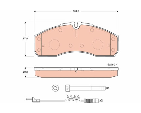 Kit de plaquettes de frein, frein à disque GDB1694 TRW, Image 2