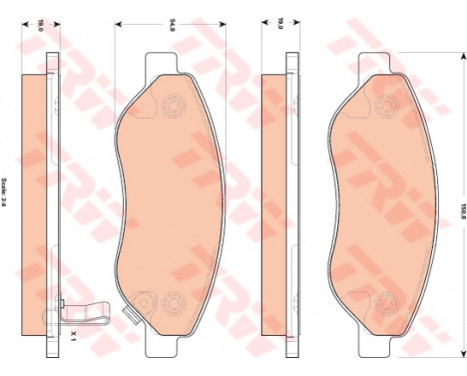 Kit de plaquettes de frein, frein à disque GDB1713 TRW