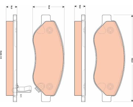 Kit de plaquettes de frein, frein à disque GDB1713 TRW, Image 2