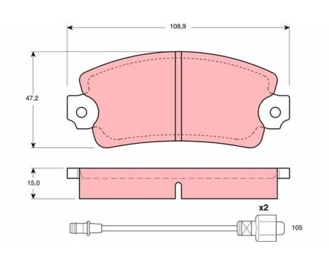 Kit de plaquettes de frein, frein à disque GDB172 TRW, Image 2