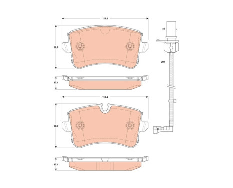 Kit de plaquettes de frein, frein à disque GDB1866 TRW, Image 2