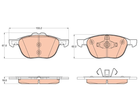 Kit de plaquettes de frein, frein à disque GDB2043 TRW, Image 2