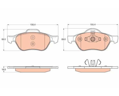 Kit de plaquettes de frein, frein à disque GDB2053 TRW