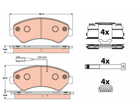 Kit de plaquettes de frein, frein à disque GDB2072 TRW