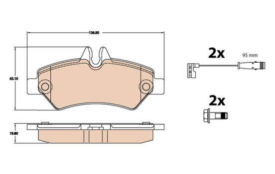 Kit de plaquettes de frein, frein à disque GDB2076 TRW, Image 2