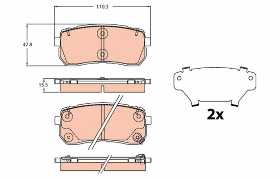Kit de plaquettes de frein, frein à disque GDB2112 TRW