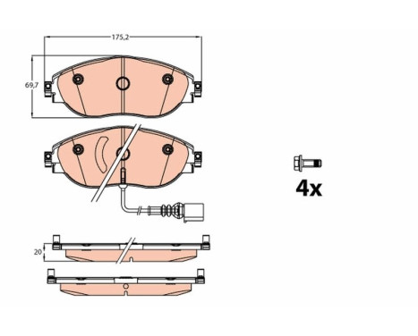 Kit de plaquettes de frein, frein à disque GDB2114 TRW, Image 2