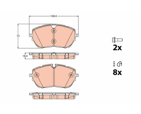 Kit de plaquettes de frein, frein à disque GDB2121 TRW