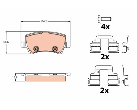 Kit de plaquettes de frein, frein à disque GDB2125 TRW