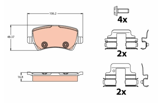 Kit de plaquettes de frein, frein à disque GDB2125 TRW