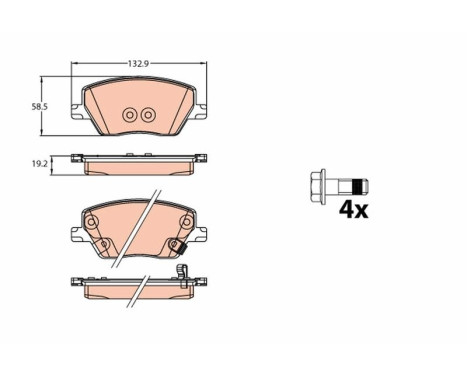 Kit de plaquettes de frein, frein à disque GDB2151 TRW, Image 2