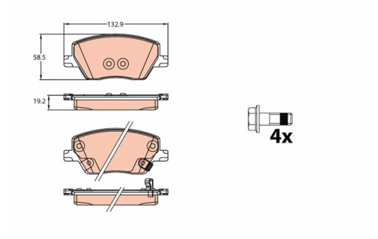 Kit de plaquettes de frein, frein à disque GDB2151 TRW, Image 2