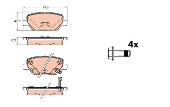 Kit de plaquettes de frein, frein à disque GDB2156 TRW, Image 2