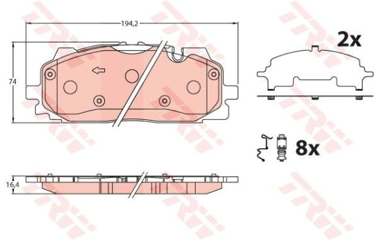 Kit de plaquettes de frein, frein à disque GDB2190 TRW, Image 2