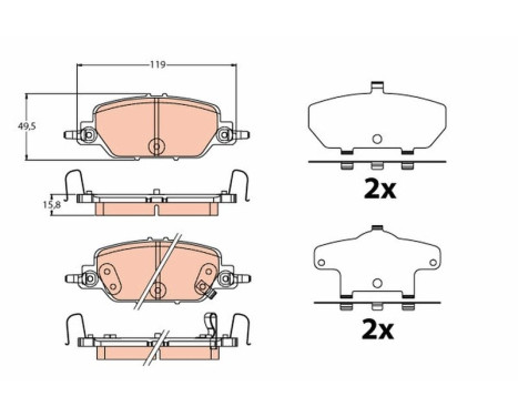 Kit de plaquettes de frein, frein à disque GDB2217 TRW