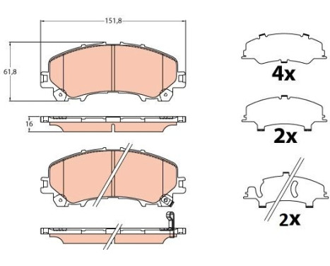 Kit de plaquettes de frein, frein à disque GDB2222 TRW