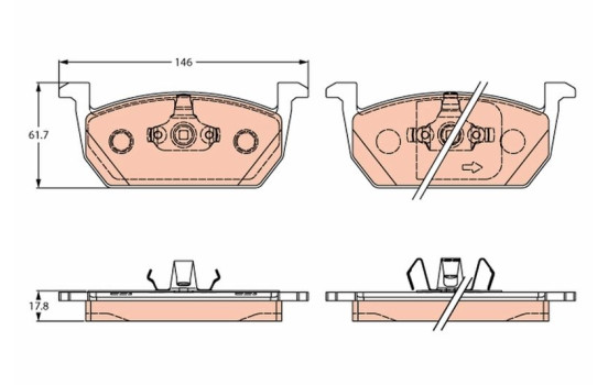 Kit de plaquettes de frein, frein à disque GDB2266 TRW