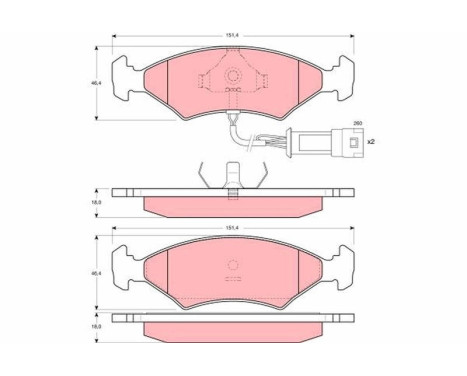 Kit de plaquettes de frein, frein à disque GDB238 TRW, Image 2