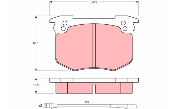 Kit de plaquettes de frein, frein à disque GDB280 TRW, Image 2