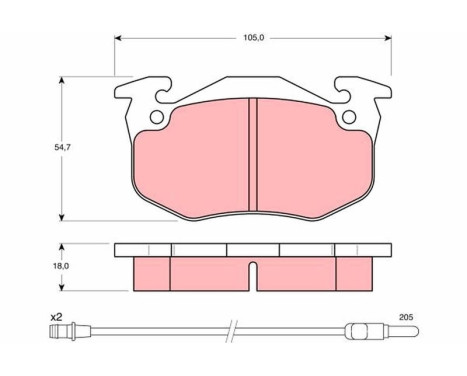 Kit de plaquettes de frein, frein à disque GDB308 TRW, Image 2