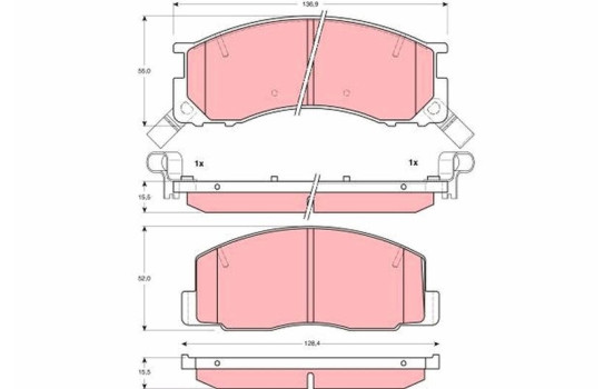 Kit de plaquettes de frein, frein à disque GDB3086 TRW, Image 2