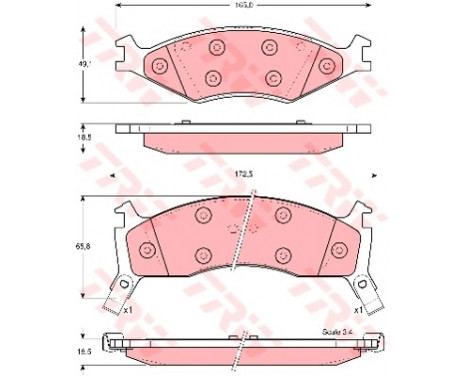 Kit de plaquettes de frein, frein à disque GDB3123 TRW