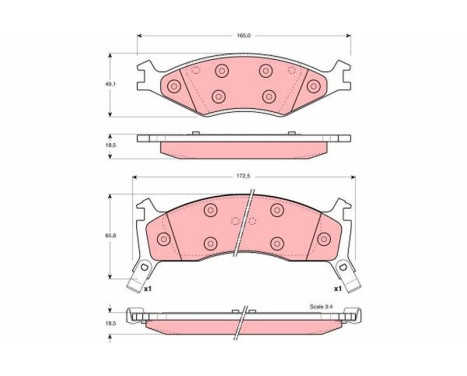 Kit de plaquettes de frein, frein à disque GDB3123 TRW, Image 2