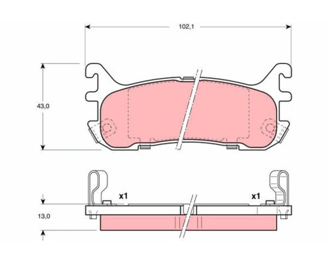 Kit de plaquettes de frein, frein à disque GDB3129 TRW, Image 2