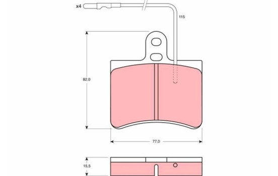 Kit de plaquettes de frein, frein à disque GDB315 TRW, Image 2