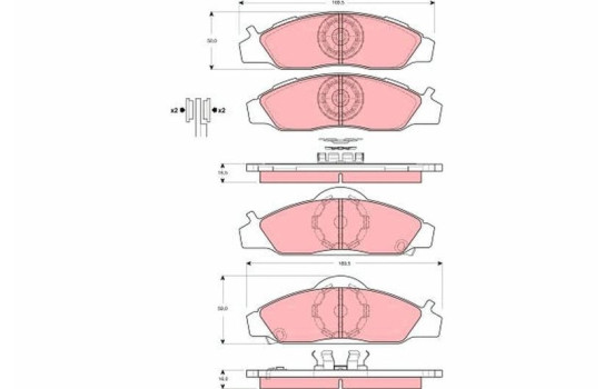 Kit de plaquettes de frein, frein à disque GDB3281 TRW, Image 2