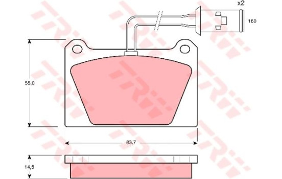 Kit de plaquettes de frein, frein à disque GDB336 TRW