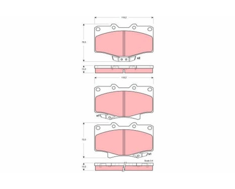 Kit de plaquettes de frein, frein à disque GDB3383 TRW, Image 2