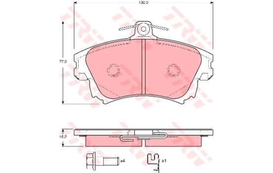 Kit de plaquettes de frein, frein à disque GDB3389 TRW