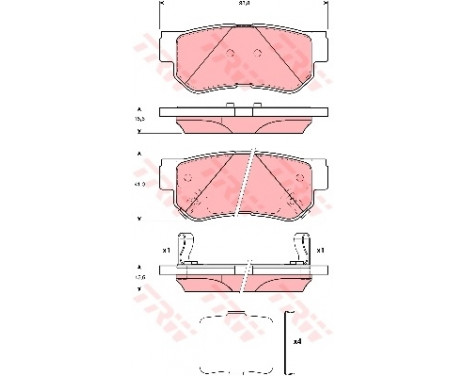 Kit de plaquettes de frein, frein à disque GDB3432 TRW