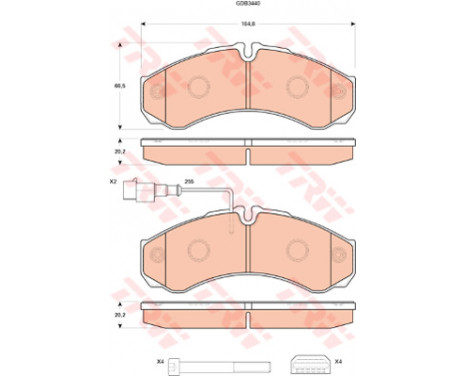 Kit de plaquettes de frein, frein à disque GDB3440 TRW