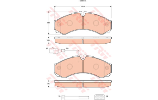 Kit de plaquettes de frein, frein à disque GDB3440 TRW