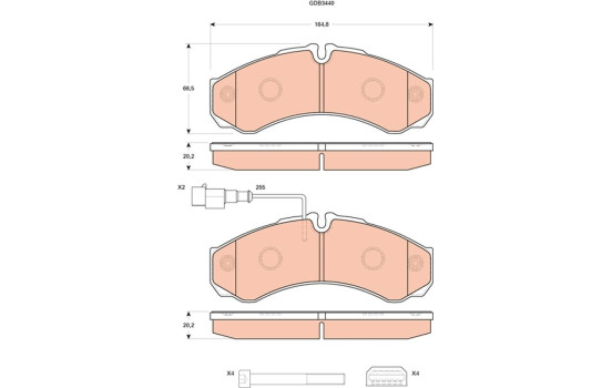 Kit de plaquettes de frein, frein à disque GDB3440 TRW, Image 2