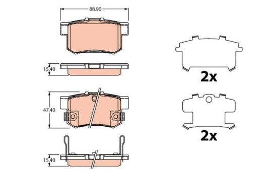 Kit de plaquettes de frein, frein à disque GDB3516 TRW, Image 2