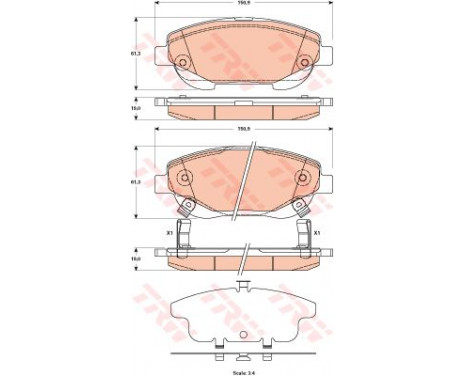 Kit de plaquettes de frein, frein à disque GDB3518 TRW