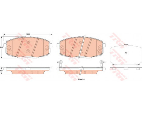 Kit de plaquettes de frein, frein à disque GDB3523 TRW