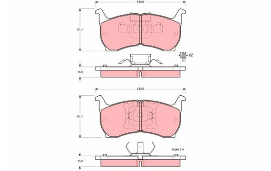 Kit de plaquettes de frein, frein à disque GDB354 TRW, Image 2
